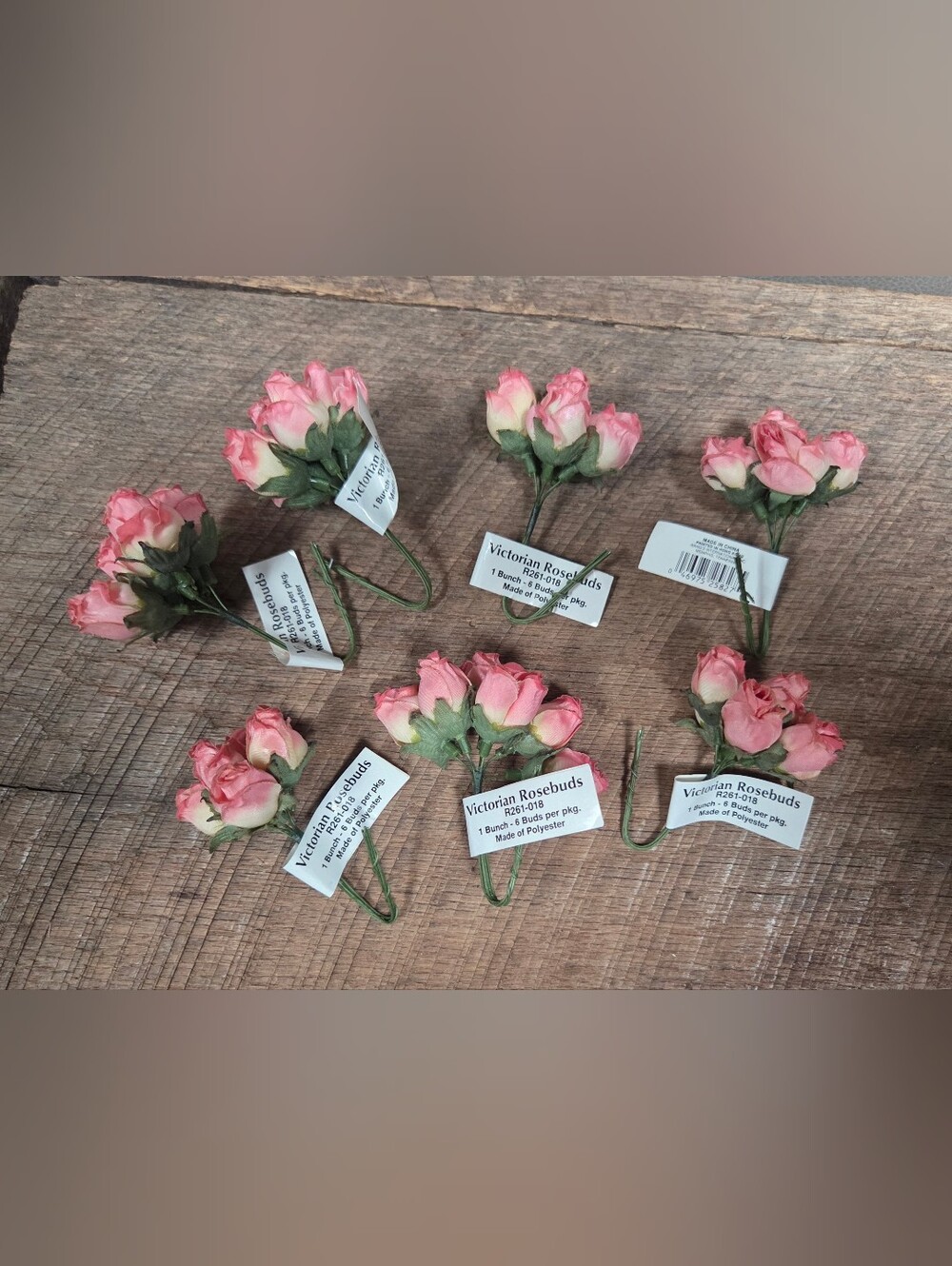 Vintage Victorian Rosebuds R261-018 Peachy Pink Polyester Millinery Craft 1J